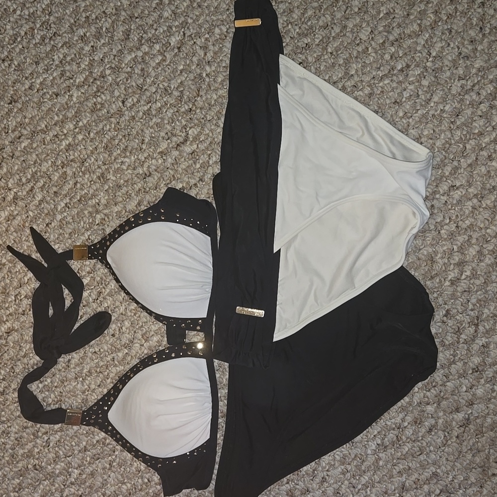 Victorias Secret 3 Piece Black and White Bikini Set